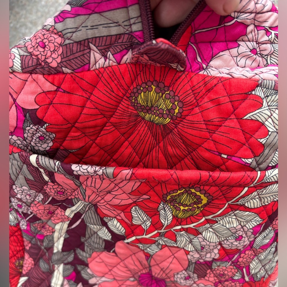 Vera Bradley Quilted Floral Travel Duffel in Pink and Red ‘Bohemian Blooms’ - Picture 4 of 5